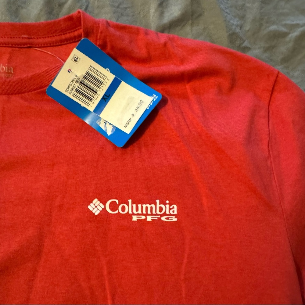 Columbia PFG Men’s Long Sleeve NWT XL 100% Cotton T Shirt Fish Graphic Red New - Picture 4 of 5